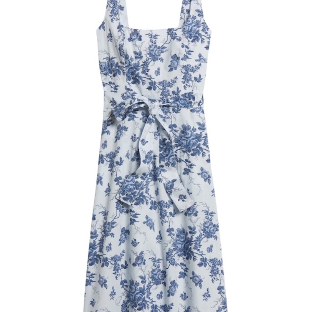 Beautiful! Full Skirt Poplin Square Neck Dress